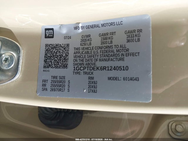 1GCPTDEK6R1240510 Chevrolet l3b