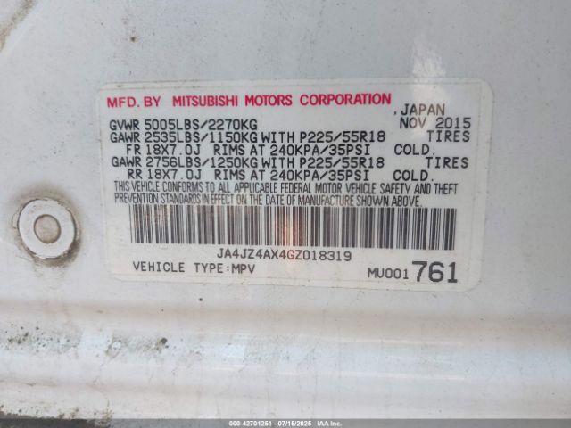 2016 MITSUBISHI OUTLANDER JA4JZ4AX4GZ018319 Photo 8