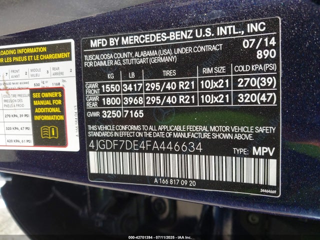 Mercedes-Benz 2015 2015 4JGDF7DE4FA446634 Image 9