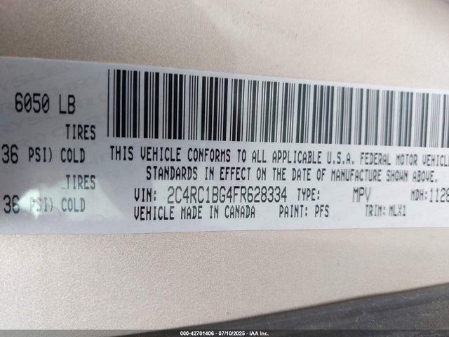 2C4RC1BG4FR628334 Chrysler Town and Country