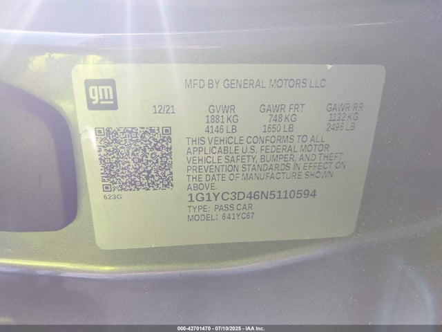 1G1YC3D46N5110594 Chevrolet lt2