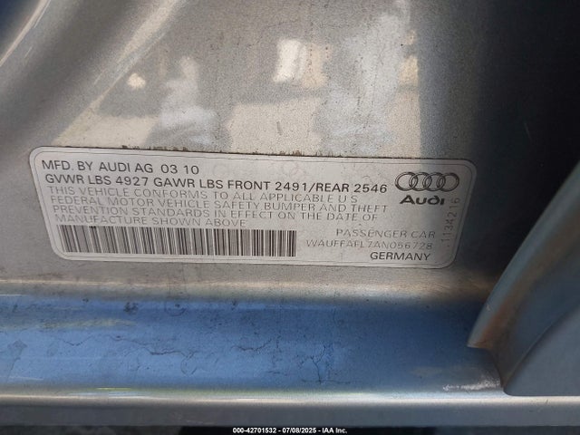 2010 AUDI A4 WAUFFAFL7AN056728 Photo 8