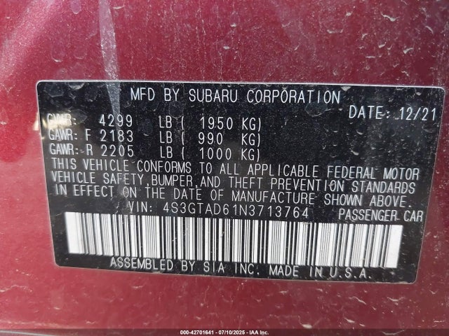 4S3GTAD61N3713764 Subaru na