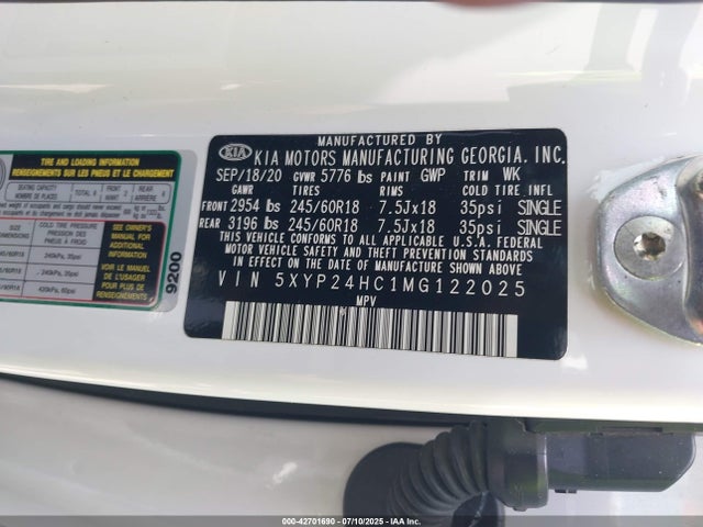 5XYP24HC1MG122025 KIA kmc gdi lambda-ii