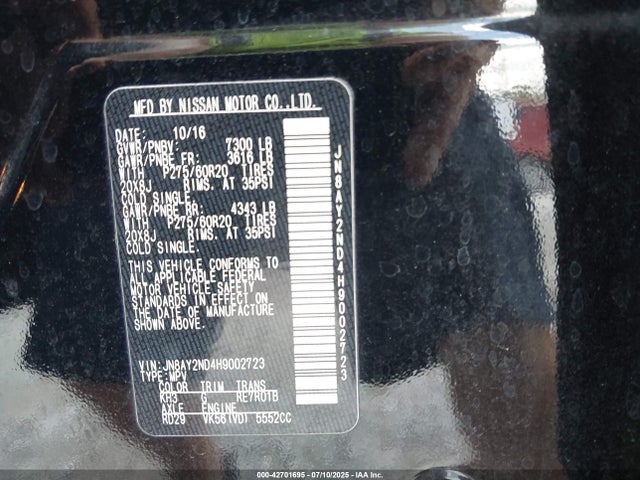 JN8AY2ND4H9002723 Nissan 2017