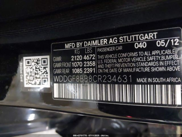 2012 MERCEDES-BENZ C 300 WDDGF8BB8CR234631 Photo 8