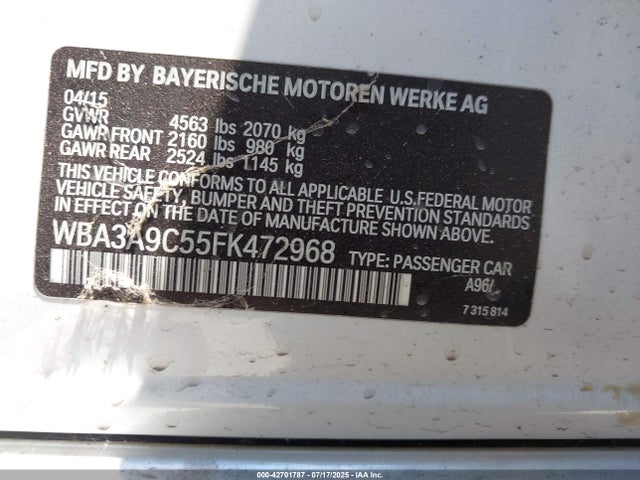 BMW 2015 2015 WBA3A9C55FK472968 Image 9