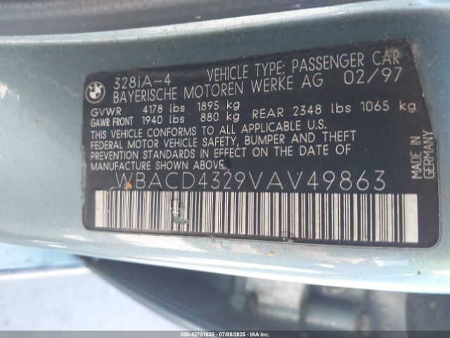 1997 BMW 328I WBACD4329VAV49863 Photo 8