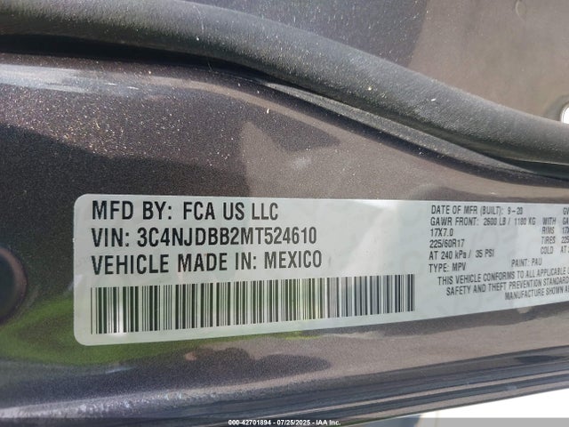 3C4NJDBB2MT524610 Jeep Compass