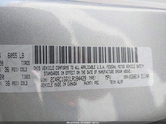 Chrysler 2020 2020 2C4RC1GG1LR184429 Image 9