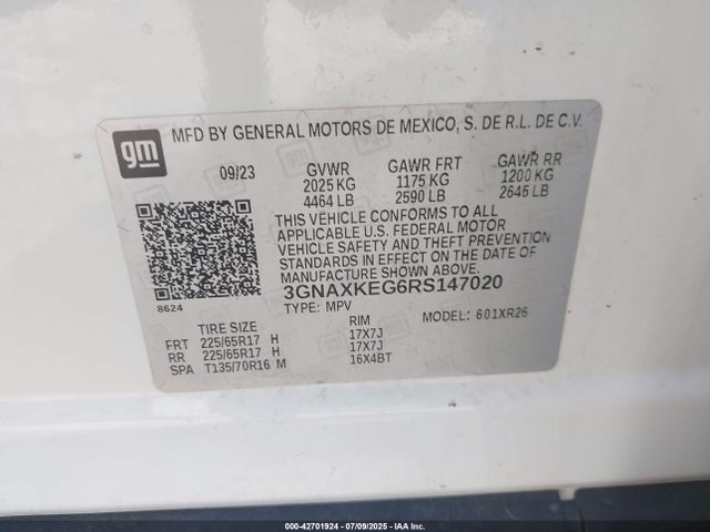 3GNAXKEG6RS147020 Chevrolet lsd