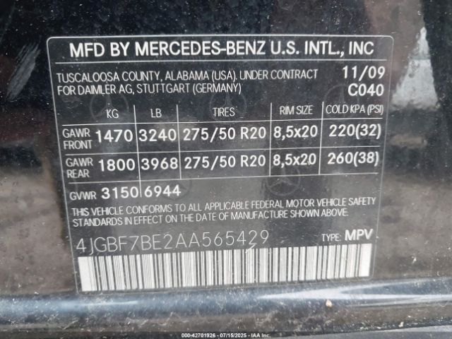2010 MERCEDES-BENZ GL 450 4JGBF7BE2AA565429 Photo 8