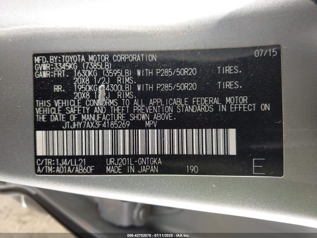 JTJHY7AX3F4185269 Lexus 3ur-fe