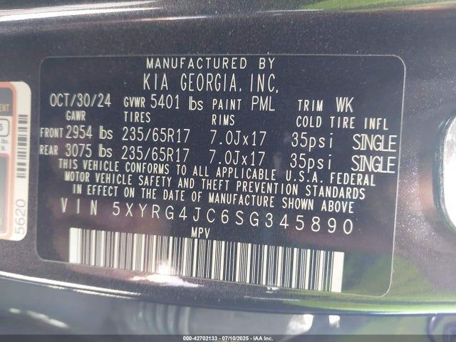 5XYRG4JC6SG345890 KIA gdi theta-iii
