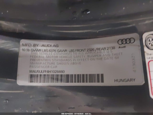 2017 AUDI A3 WAU5ULFF4H1028460 Photo 8