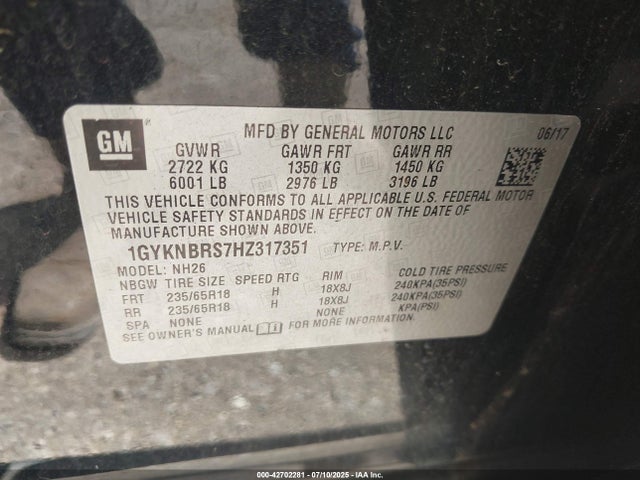 2017 CADILLAC XT5 1GYKNBRS7HZ317351 Photo 8