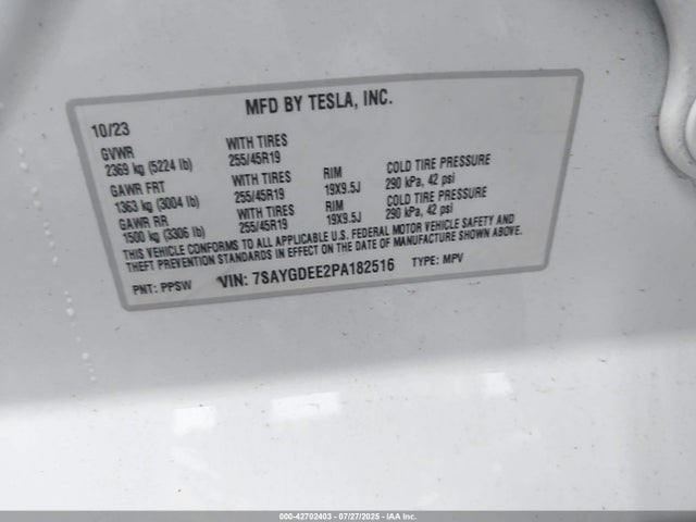 2023 TESLA MODEL Y 7SAYGDEE2PA182516 Photo 8