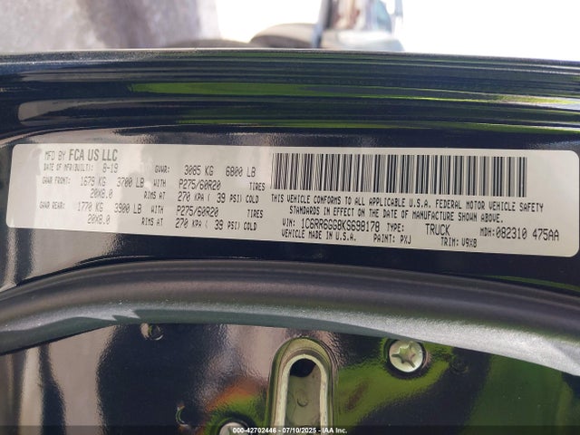 1C6RR6GG8KS698178 RAM 2019