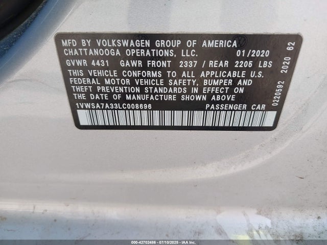Volkswagen 2020 2020 1VWSA7A33LC008696 Image 9