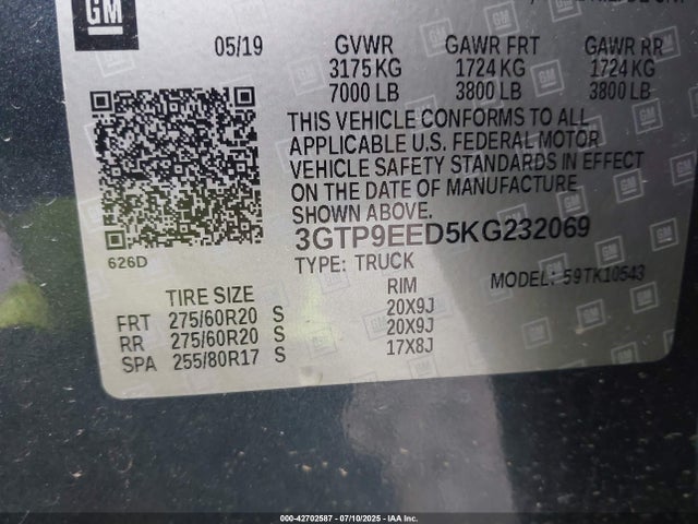 3GTP9EED5KG232069 GMC l84 - di, dfm, alum, gen 5, var 2