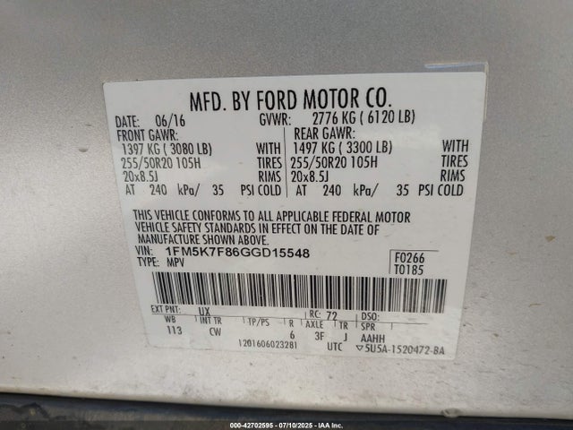 1FM5K7F86GGD15548 Ford 2016