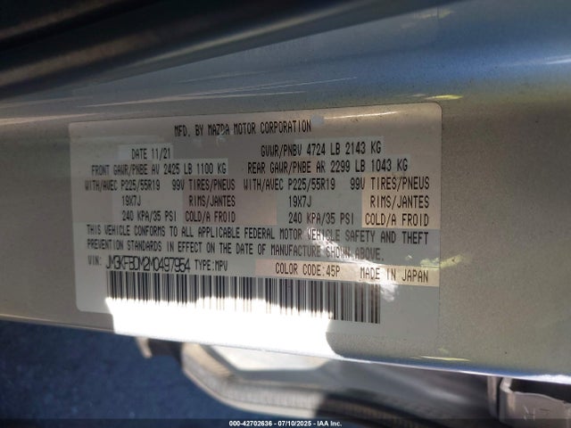 Mazda py cylinder decativation 2021 JM3KFBDM2M0497954 Image 9