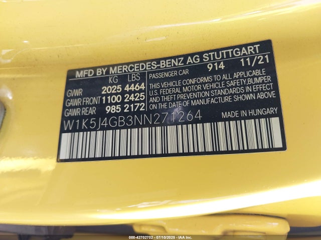 W1K5J4GB3NN271264 Mercedes-Benz m260