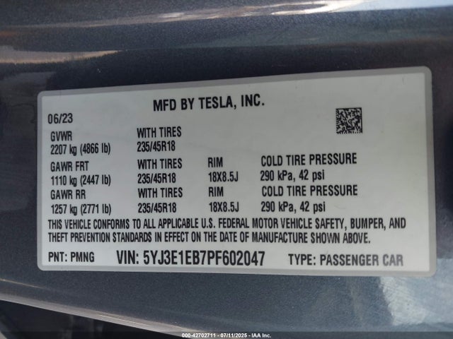 2023 TESLA MODEL 3 5YJ3E1EB7PF602047 Photo 8
