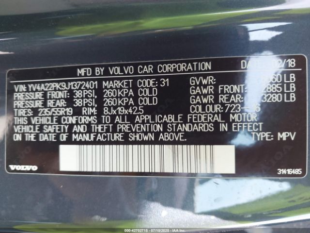 2018 VOLVO XC90 YV4A22PK9J1372401 Photo 8