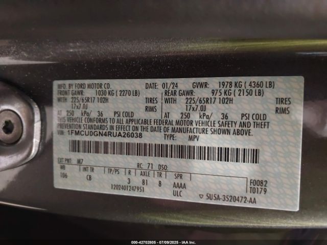 2024 FORD ESCAPE 1FMCU0GN4RUA26038 Photo 8