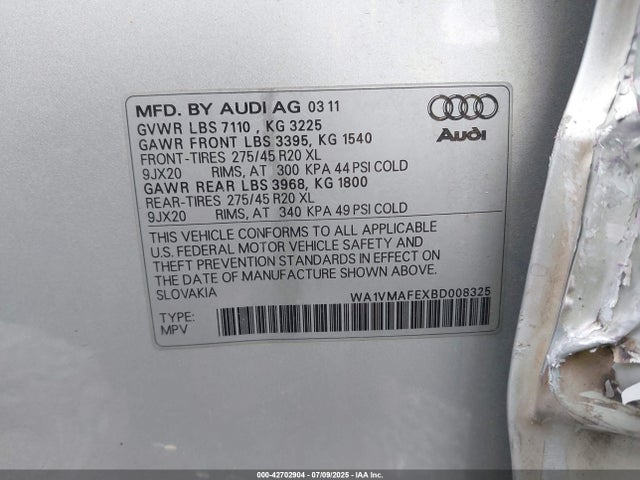 2011 AUDI Q7 WA1VMAFEXBD008325 Photo 8