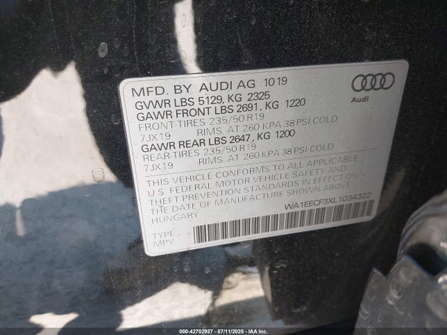 2020 AUDI Q3 WA1EECF3XL1034322 Photo 8