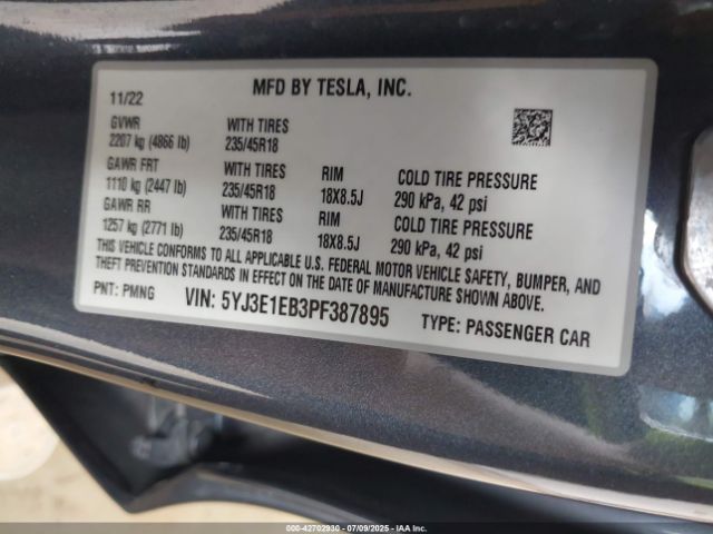 2023 TESLA MODEL 3 5YJ3E1EB3PF387895 Photo 8