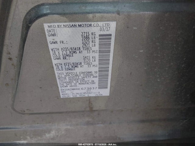 5N1DR2MM4HC673637 Nissan Pathfinder