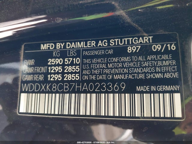 WDDXK8CB7HA023369 Mercedes-Benz m278