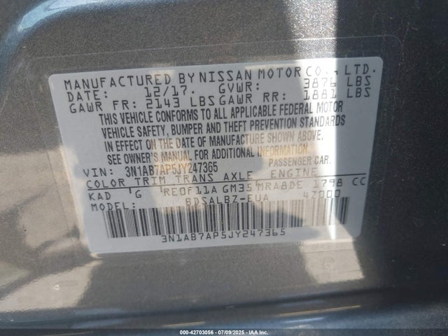 3N1AB7AP5JY247365 Nissan 2018