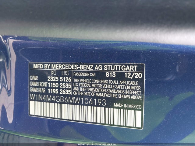 W1N4M4GB6MW106193 Mercedes-Benz m260