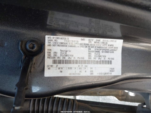 1FADP3M20HL245827 Ford 2.0l gdi