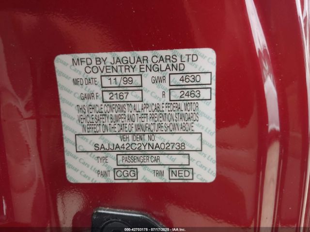 2000 JAGUAR XK8 SAJJA42C2YNA02738 Photo 8