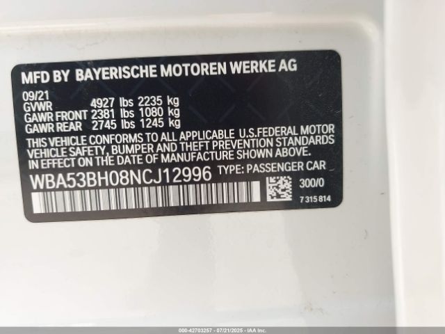 2022 BMW 530 WBA53BH08NCJ12996 Photo 8