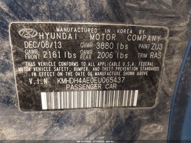KMHDH4AE0EU065437 Hyundai dohc mpi nu