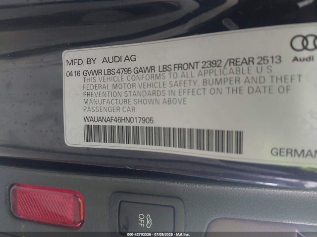 2017 AUDI A4 WAUANAF46HN017905 Photo 8