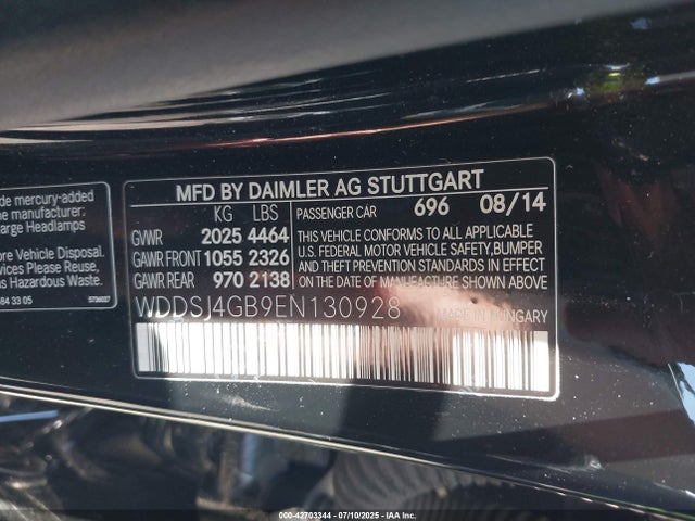 Mercedes-Benz 2014 2014 WDDSJ4GB9EN130928 Image 9