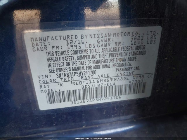 3N1AB7AP5HY241706 Nissan Sentra