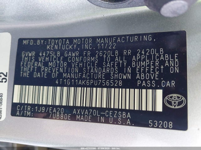 4T1G11AK6PU756528 Toyota a25a-fks