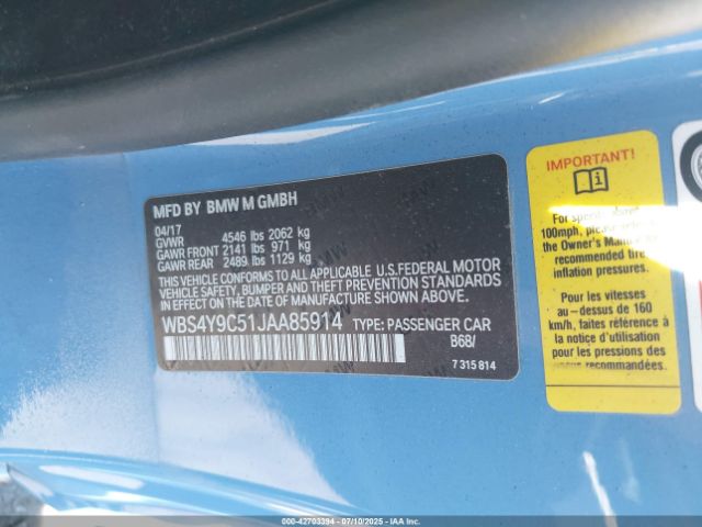 2018 BMW M4 WBS4Y9C51JAA85914 Photo 8