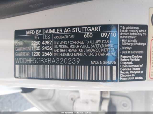 2011 MERCEDES-BENZ E 350 WDDHF5GBXBA320239 Photo 8