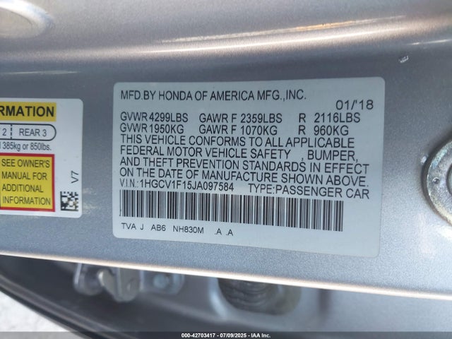 1HGCV1F15JA097584 Honda l15be