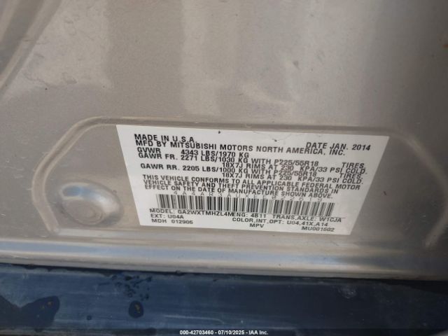 2014 MITSUBISHI OUTLANDER SPORT 4A4AR3AUXEE022619 Photo 8