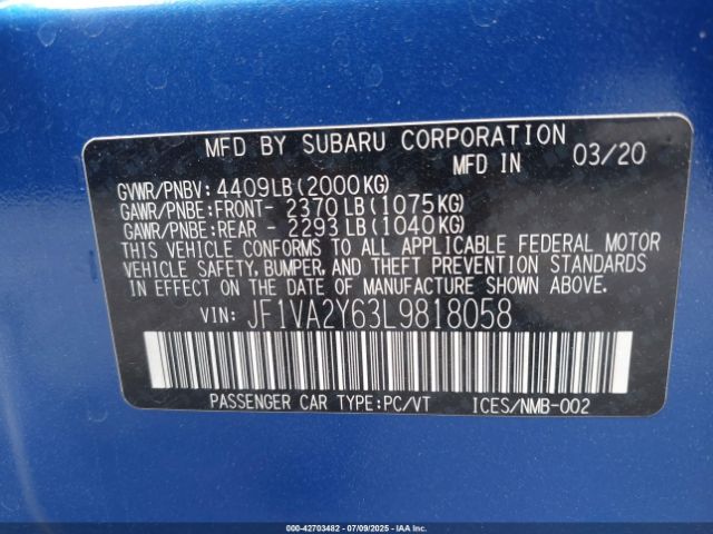 2020 SUBARU WRX STI JF1VA2Y63L9818058 Photo 8